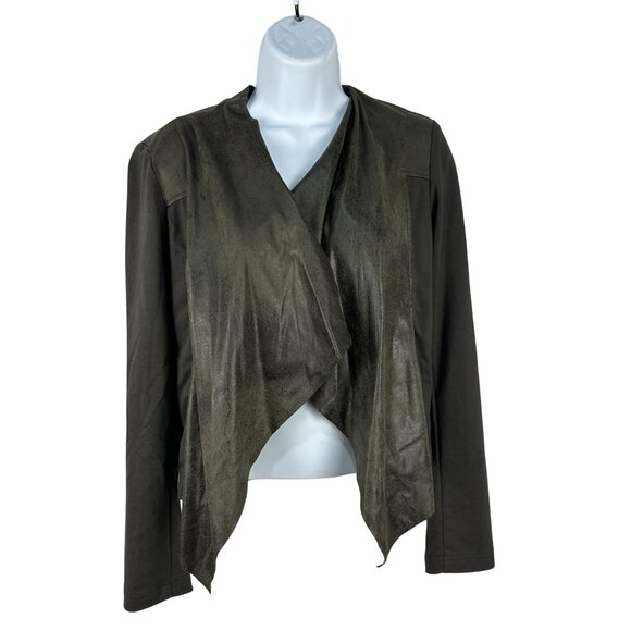 Edyson Womens Medium Faux Suede Waterfall Jacket Draped Front & Long Sleeves - Picture 1 of 7